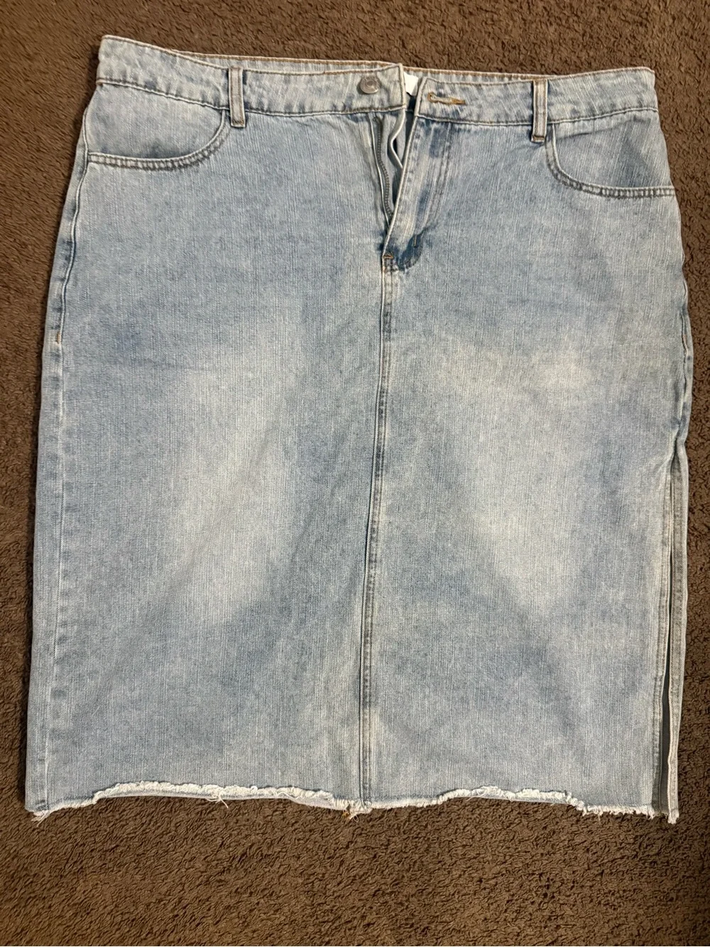 Forever 21 Light Blue Denim Midi Pencil Skirt